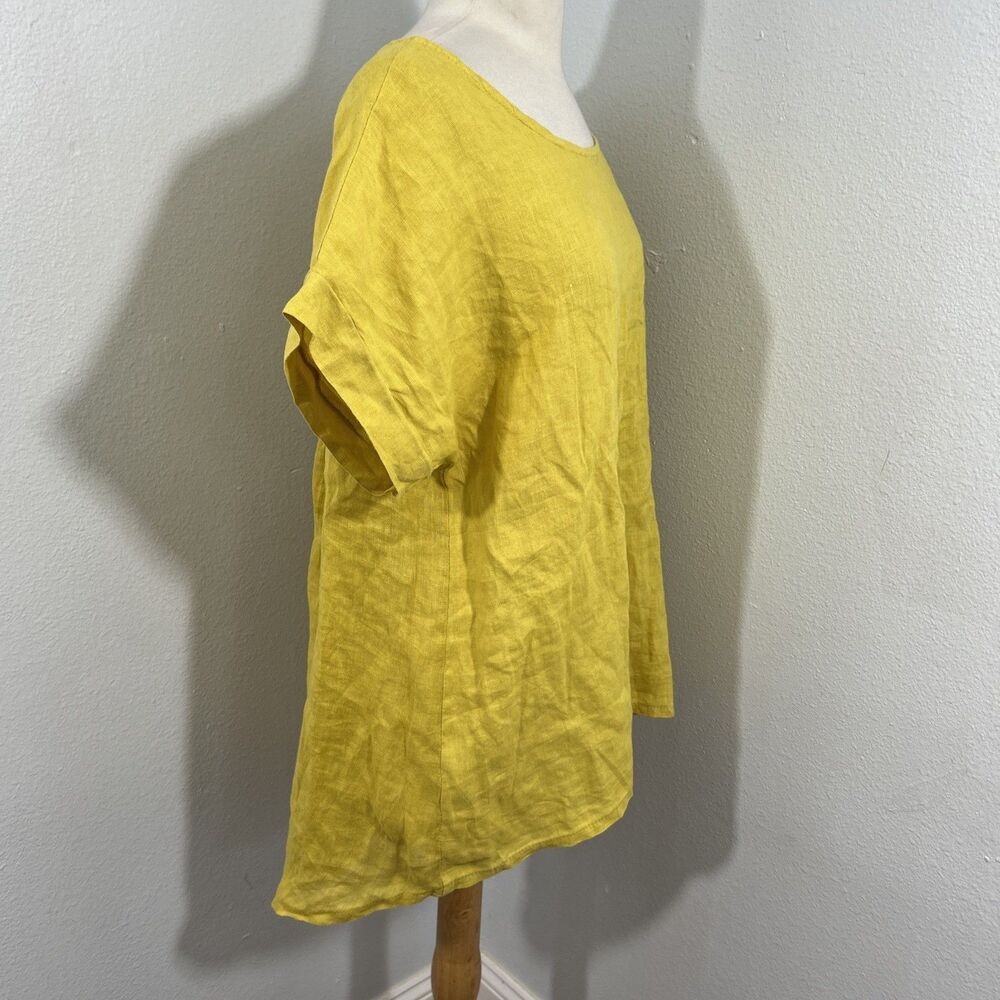 Terzo Millennio Blouse Womens Medium Mustrad Hi Lo Back Button Langenlook Summer - Picture 4 of 7
